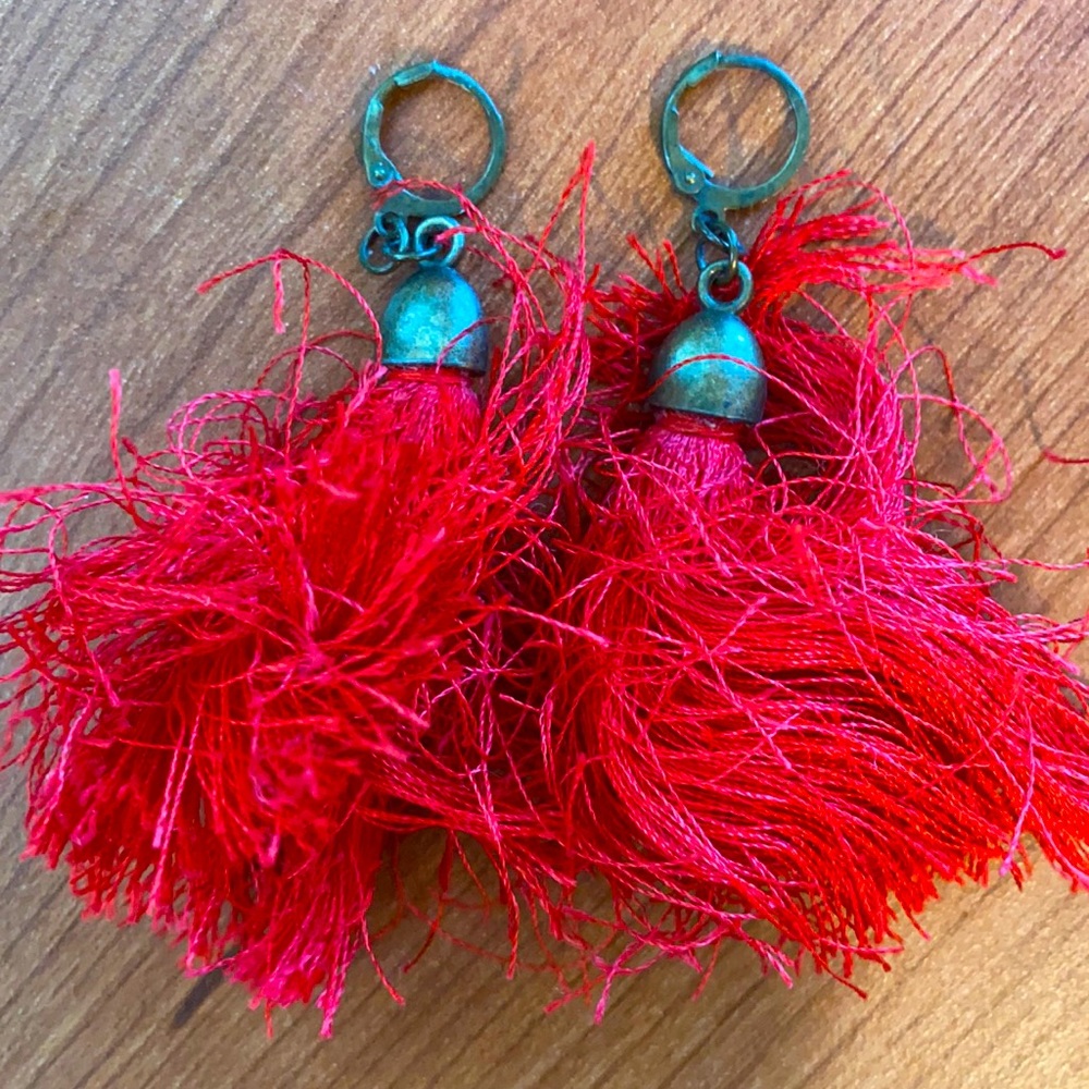 Red Tassel Earrings